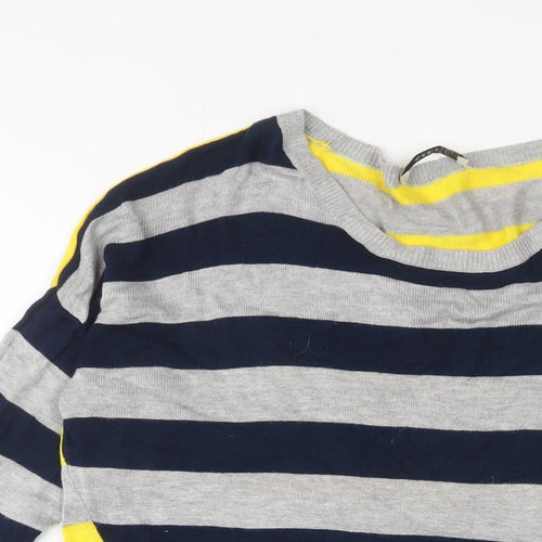 Oasis Womens Multicoloured Crew Neck Striped Viscose Pullover Jumper Size M