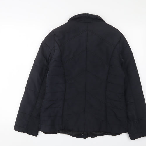 Maine Womens Blue Quilted Jacket Size 12 Snap - Zip Pockets