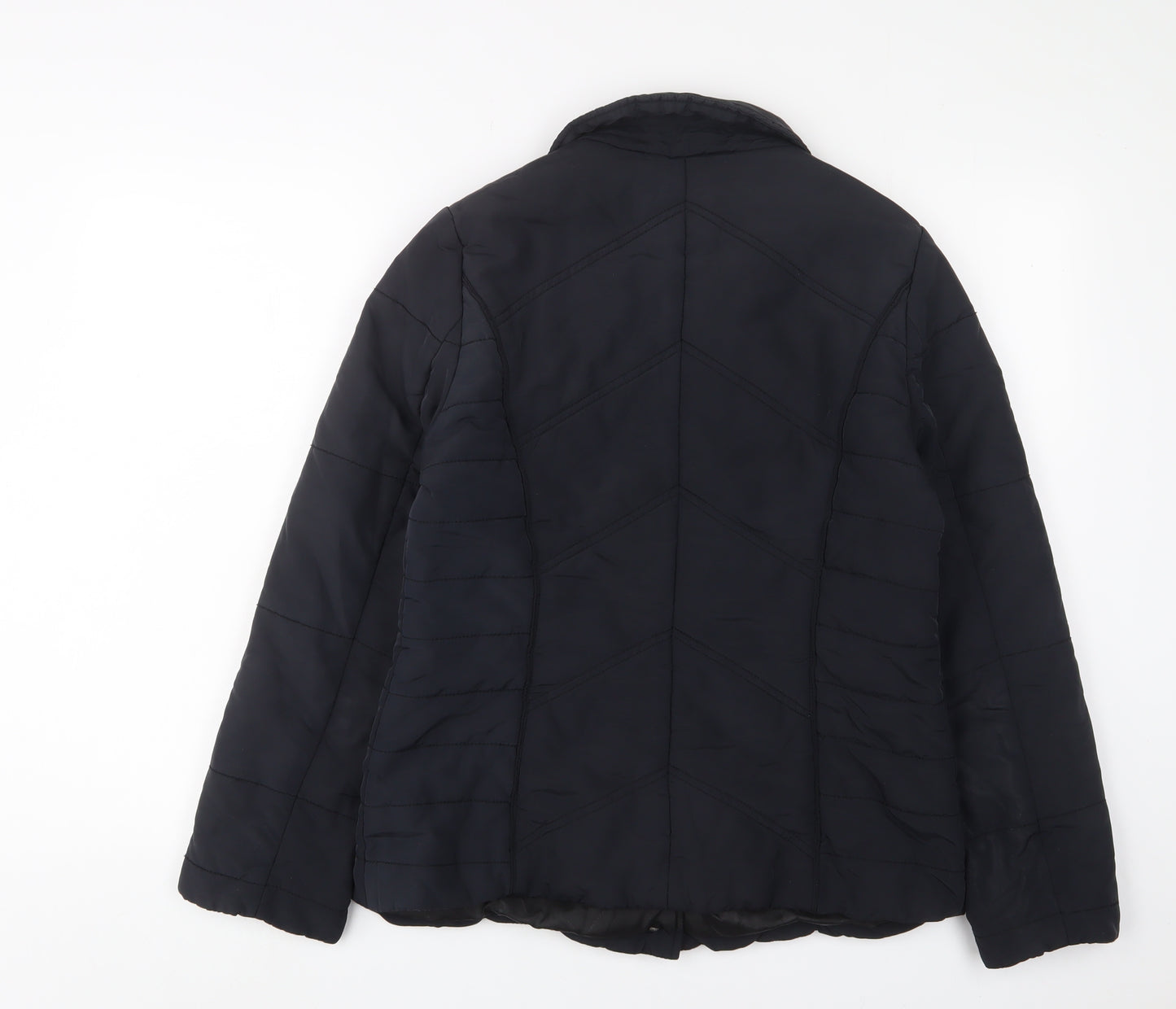 Maine Womens Blue Quilted Jacket Size 12 Snap - Zip Pockets