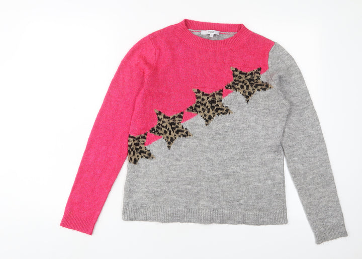 NEXT Womens Multicoloured Crew Neck Animal Print Acrylic Pullover Jumper Size 6 - Stars