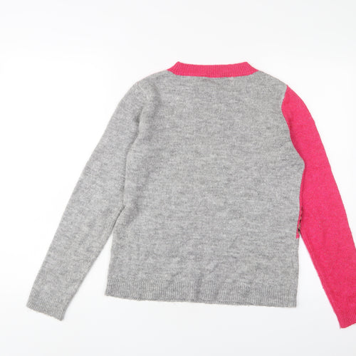 NEXT Womens Multicoloured Crew Neck Animal Print Acrylic Pullover Jumper Size 6 - Stars