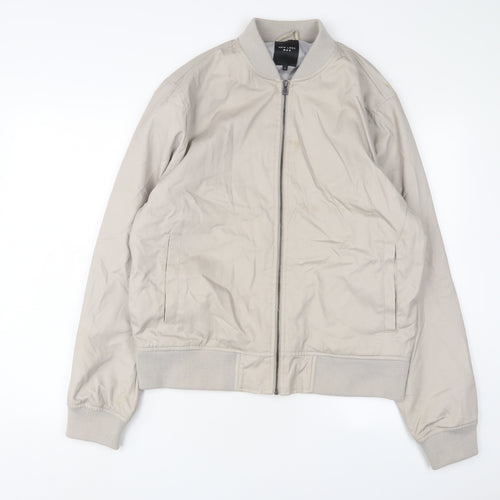 New London Mens Beige Bomber Jacket Jacket Size L Zip
