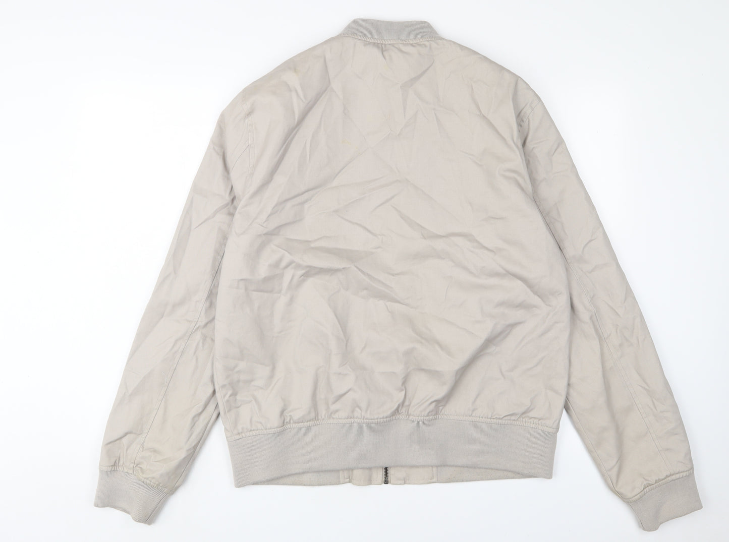 New London Mens Beige Bomber Jacket Jacket Size L Zip