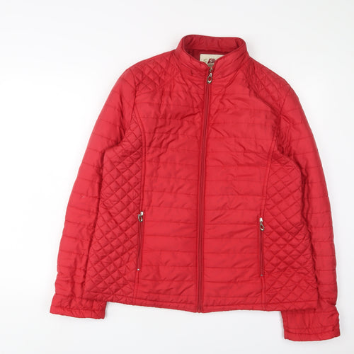 Shenpai Womens Red Quilted Jacket Size L Zip - Zip Pockets