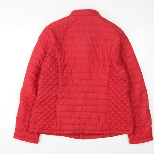 Shenpai Womens Red Quilted Jacket Size L Zip - Zip Pockets
