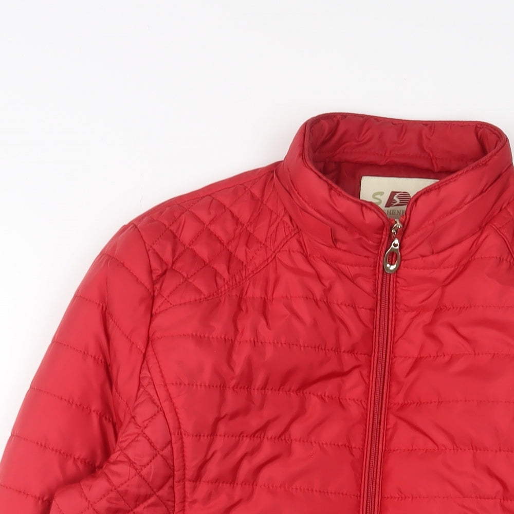 Shenpai Womens Red Quilted Jacket Size L Zip - Zip Pockets