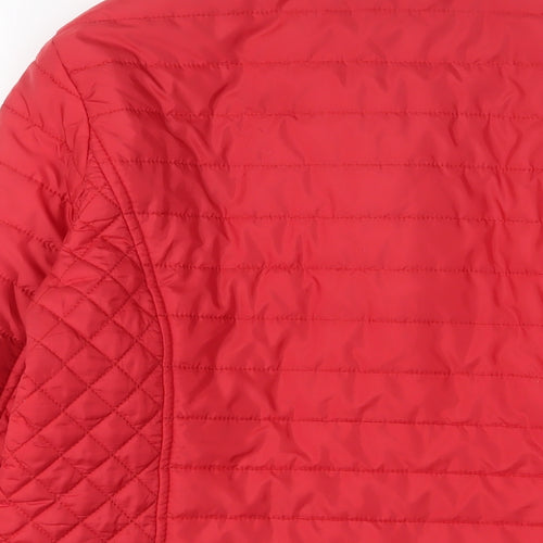 Shenpai Womens Red Quilted Jacket Size L Zip - Zip Pockets