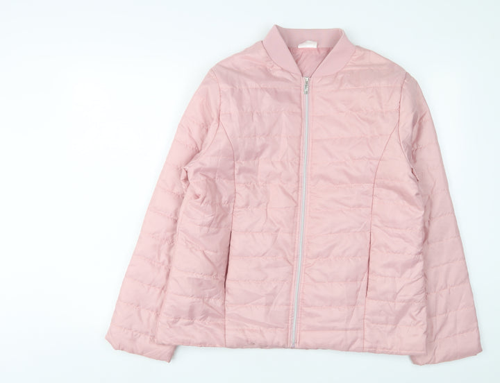 Laura De Seine Womens Pink Quilted Jacket Size 14 Zip