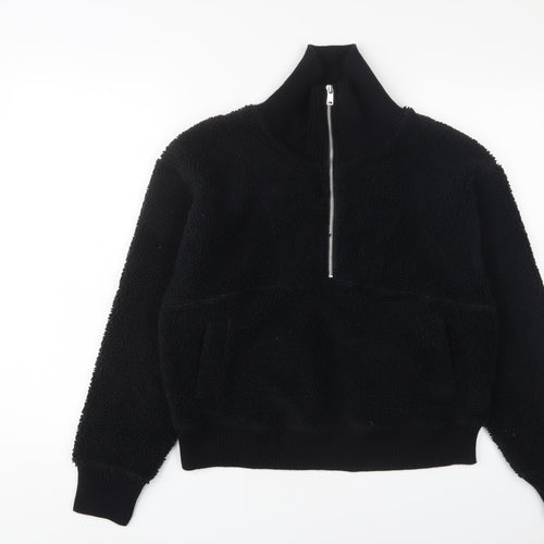 Marks and Spencer Womens Black Polyester Pullover Sweatshirt Size S Zip - 1/2 Zip