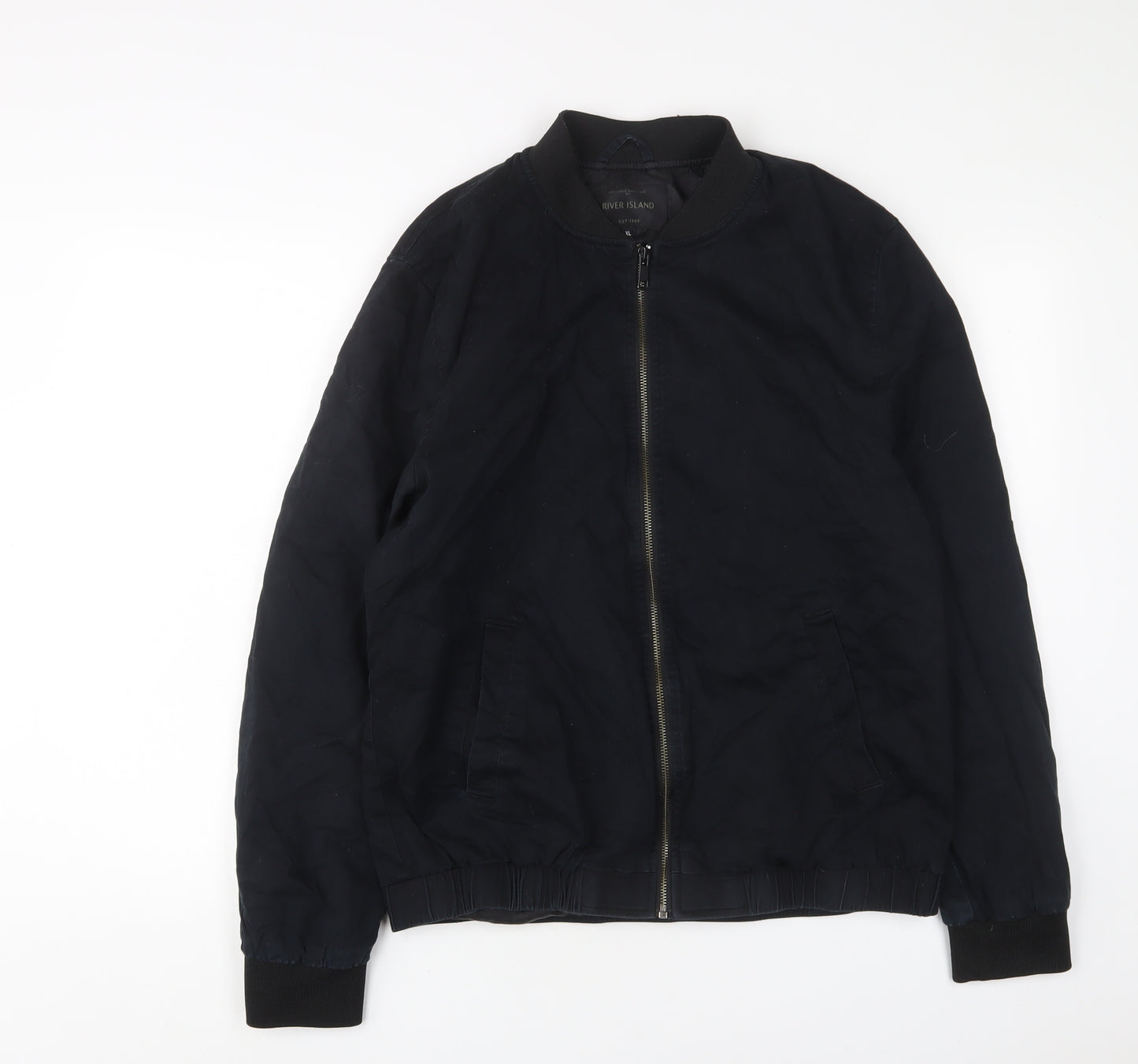 River Island Mens Black Bomber Jacket Jacket Size XL Zip