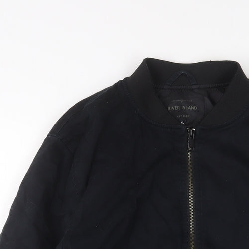 River Island Mens Black Bomber Jacket Jacket Size XL Zip