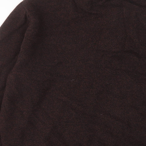 NEXT Mens Brown High Neck Cotton Pullover Jumper Size M Long Sleeve - Embroidered