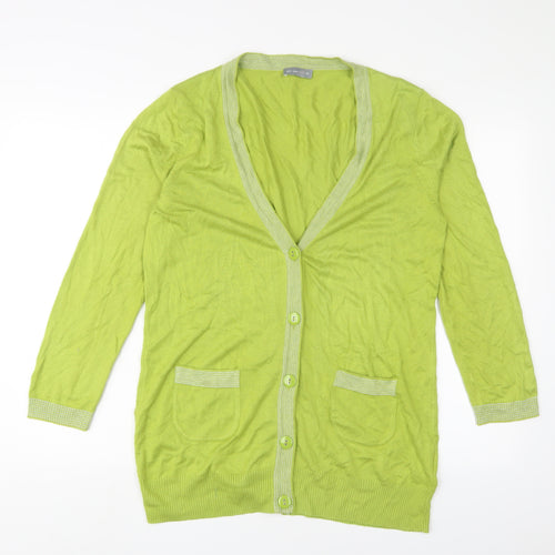 Per Una Womens Green V-Neck Viscose Cardigan Jumper Size 14