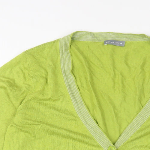 Per Una Womens Green V-Neck Viscose Cardigan Jumper Size 14
