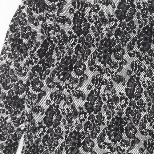 Marks and Spencer Womens Black Crew Neck Fair Isle Viscose Tunic Jumper Size 10