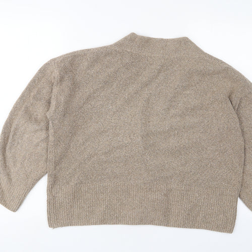 Marks and Spencer Womens Brown V-Neck Cotton Cardigan Jumper Size L