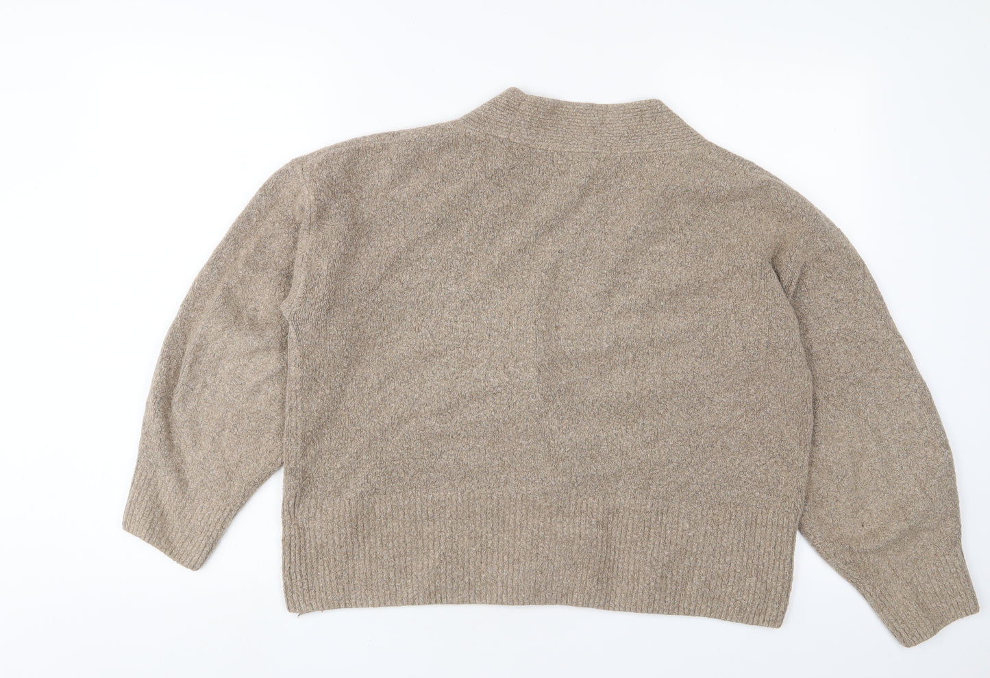 Marks and Spencer Womens Brown V-Neck Cotton Cardigan Jumper Size L