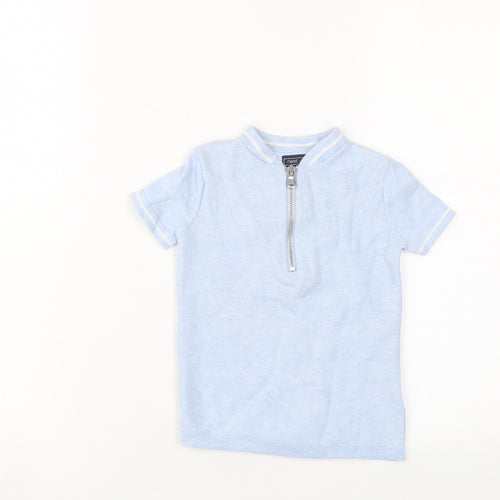 NEXT Boys Blue Cotton Basic T-Shirt Size 3 Years Crew Neck Zip