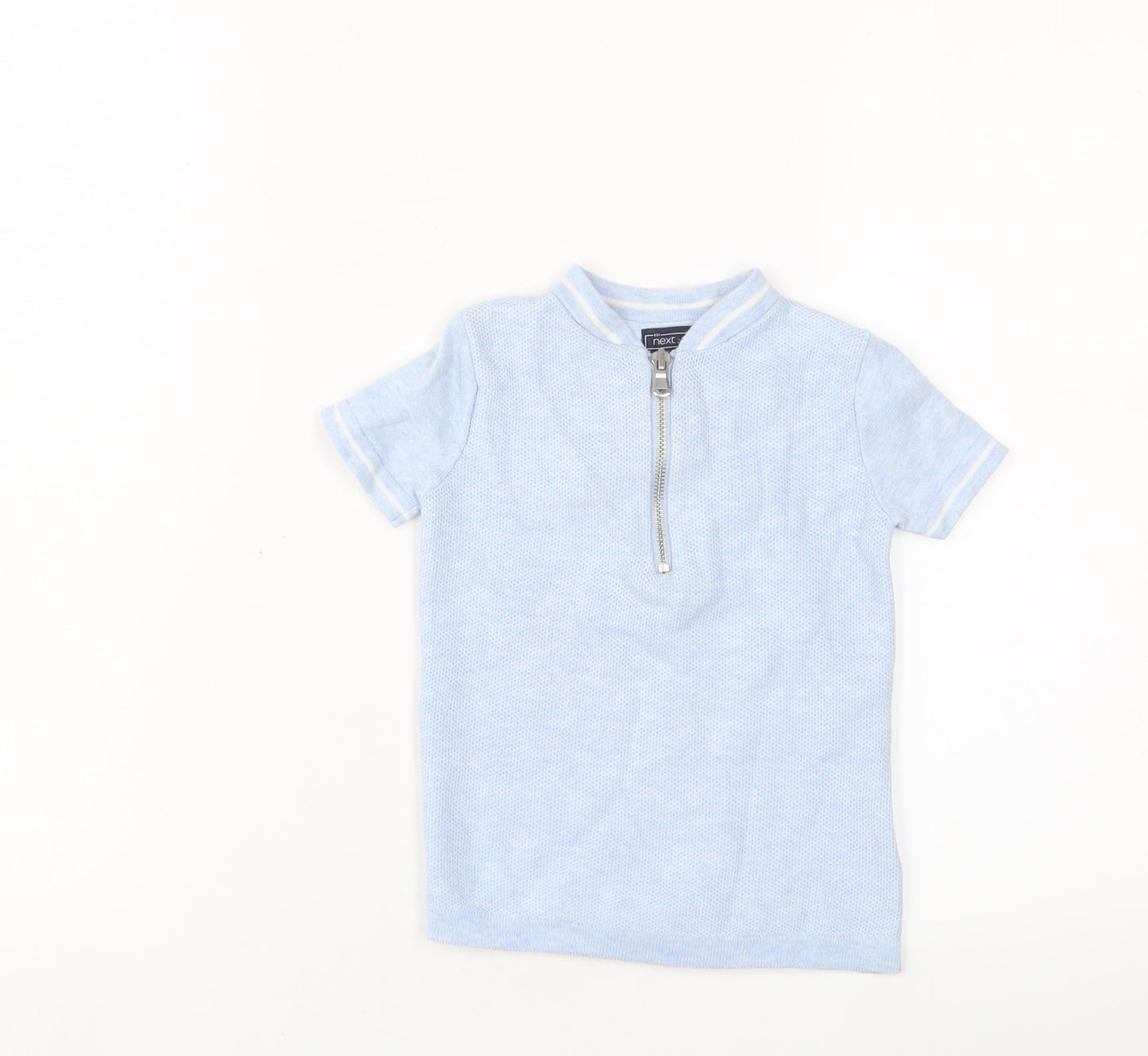 NEXT Boys Blue Cotton Basic T-Shirt Size 3 Years Crew Neck Zip