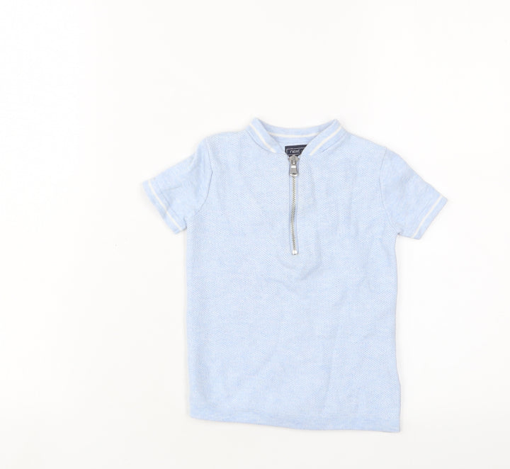 NEXT Boys Blue Cotton Basic T-Shirt Size 3 Years Crew Neck Zip