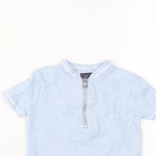 NEXT Boys Blue Cotton Basic T-Shirt Size 3 Years Crew Neck Zip