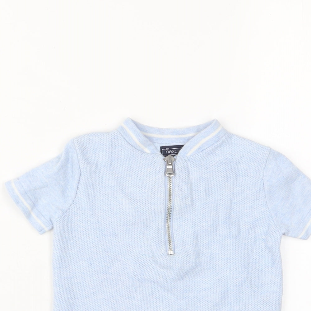 NEXT Boys Blue Cotton Basic T-Shirt Size 3 Years Crew Neck Zip