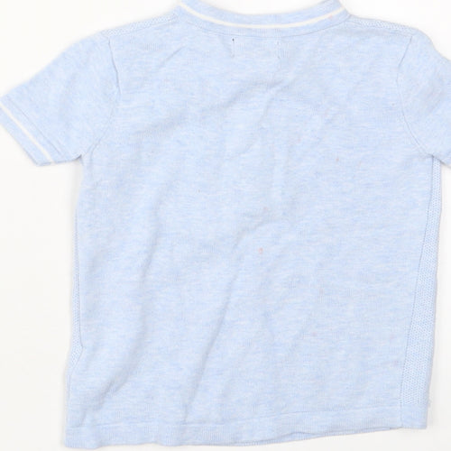 NEXT Boys Blue Cotton Basic T-Shirt Size 3 Years Crew Neck Zip