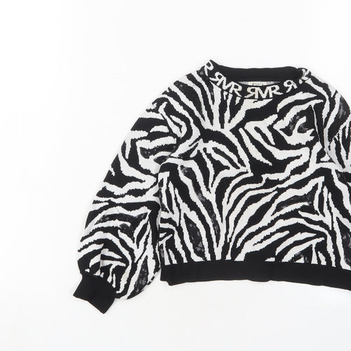 River Island Girls White Crew Neck Animal Print Viscose Pullover Jumper Size 2-3 Years Pullover - Sequins