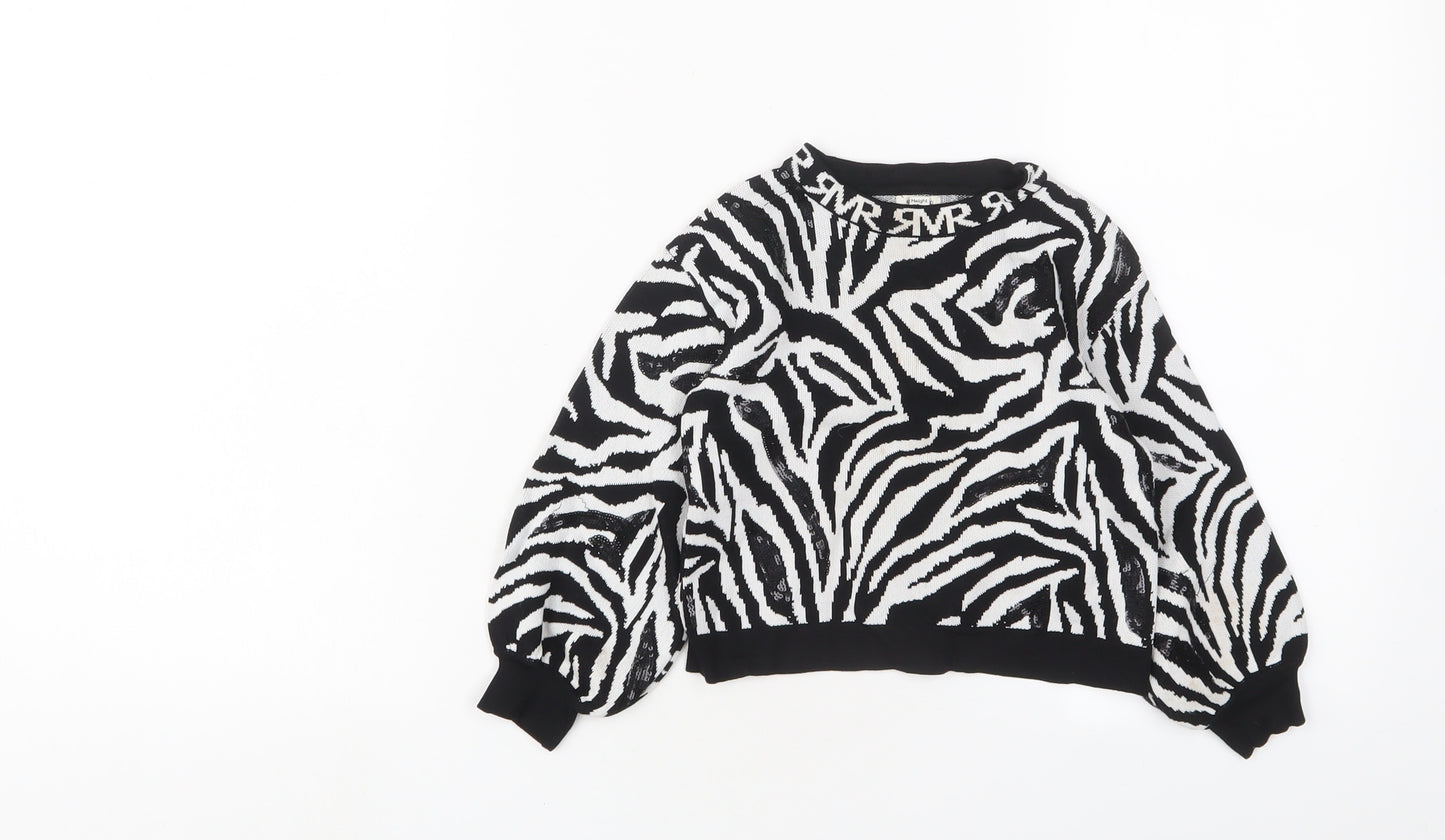 River Island Girls White Crew Neck Animal Print Viscose Pullover Jumper Size 2-3 Years Pullover - Sequins