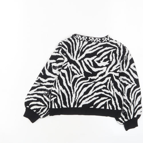 River Island Girls White Crew Neck Animal Print Viscose Pullover Jumper Size 2-3 Years Pullover - Sequins