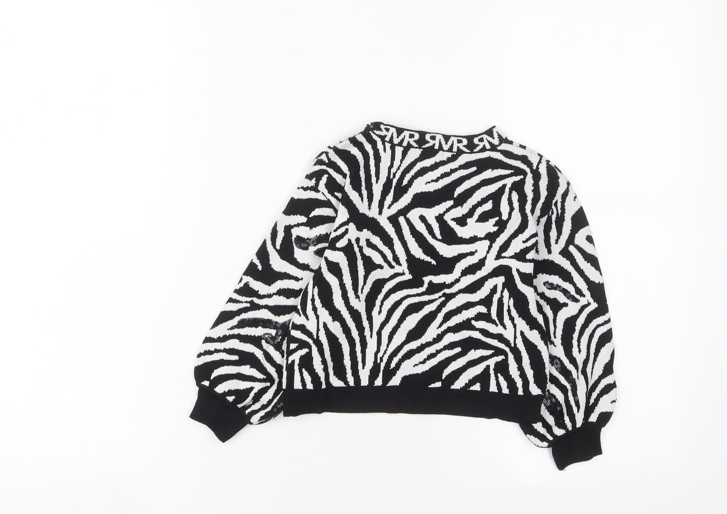River Island Girls White Crew Neck Animal Print Viscose Pullover Jumper Size 2-3 Years Pullover - Sequins