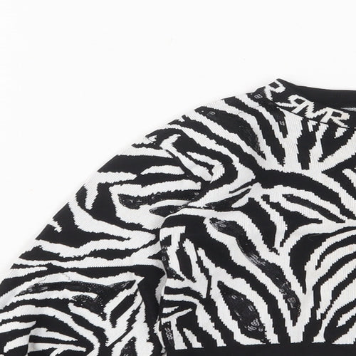 River Island Girls White Crew Neck Animal Print Viscose Pullover Jumper Size 2-3 Years Pullover - Sequins