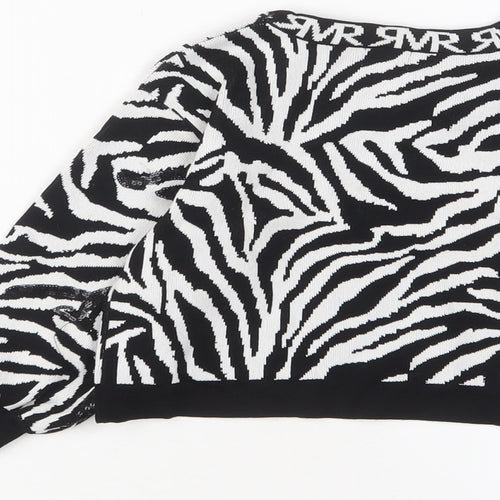 River Island Girls White Crew Neck Animal Print Viscose Pullover Jumper Size 2-3 Years Pullover - Sequins