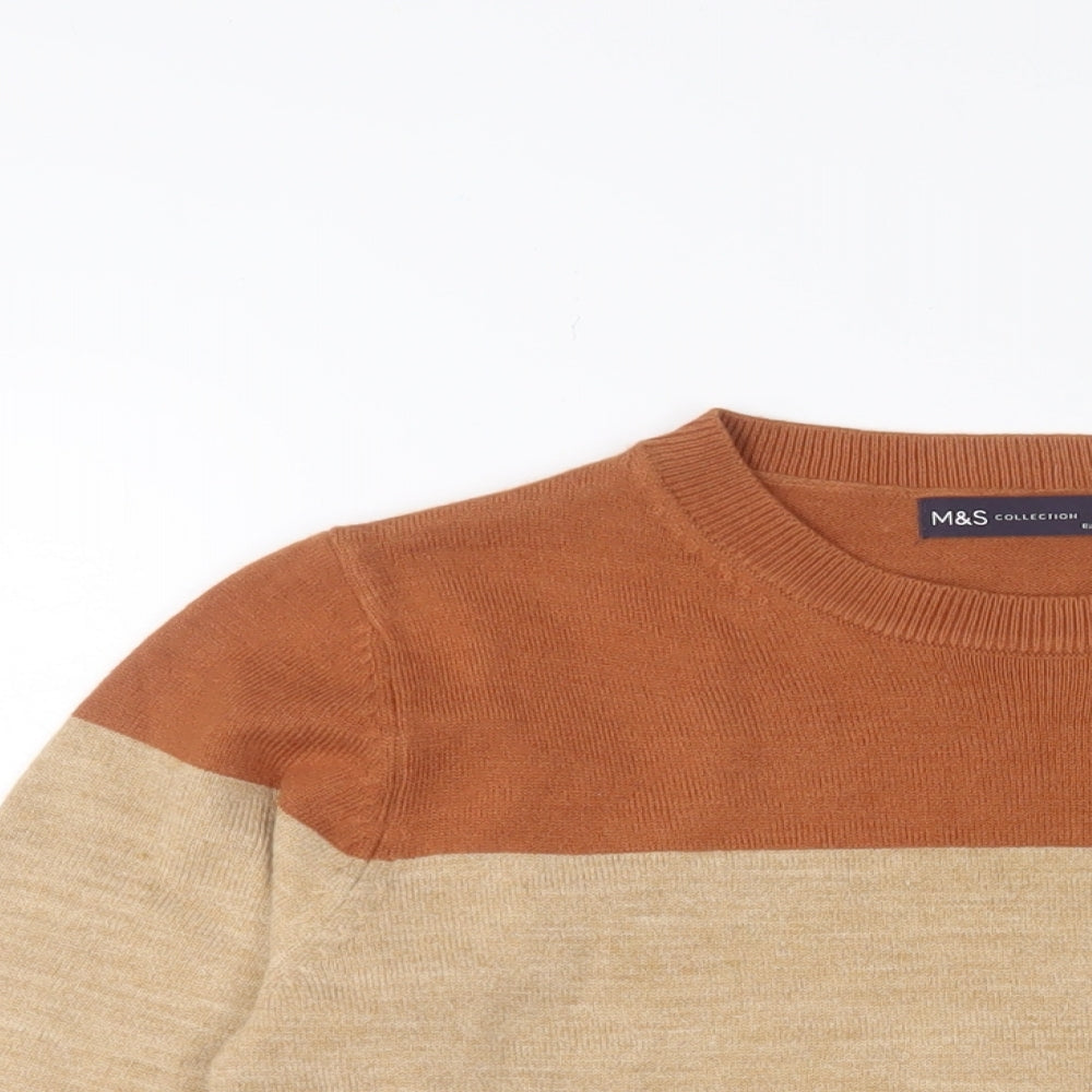 Marks and Spencer Womens Multicoloured Crew Neck Striped Acrylic Pullover Jumper Size 10