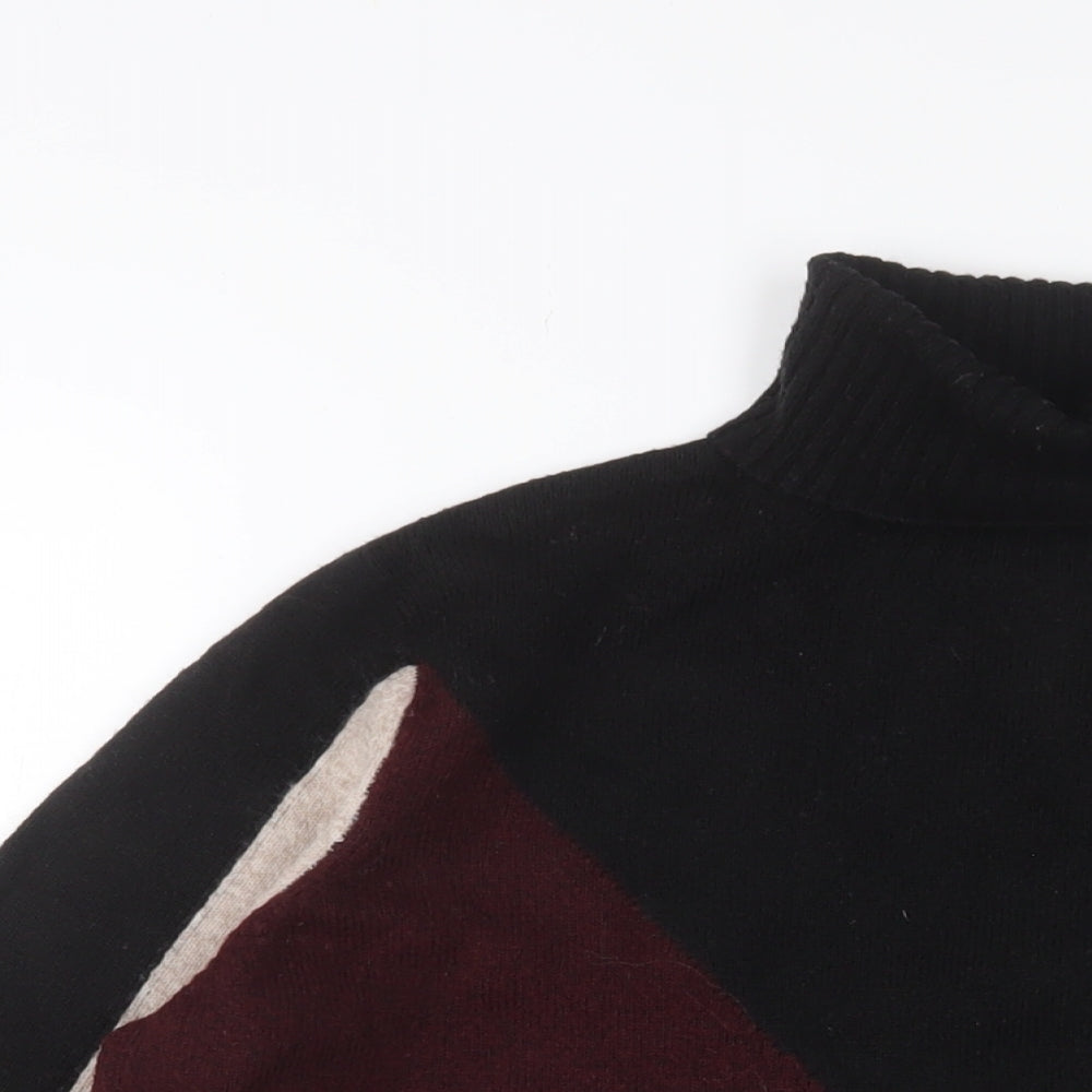 Wallis Womens Multicoloured Roll Neck Geometric Acrylic Pullover Jumper Size M