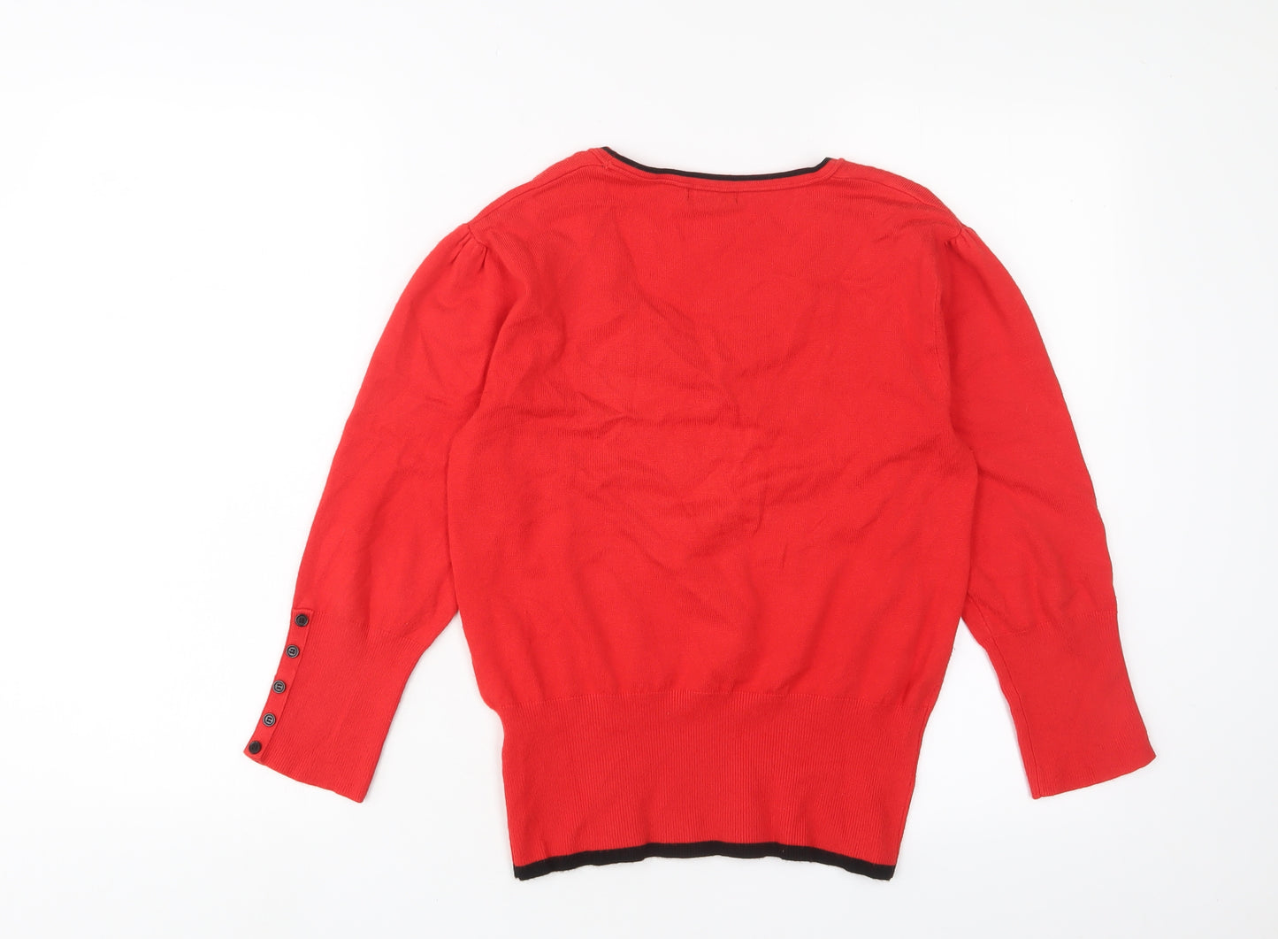 Roman Womens Red Scoop Neck Viscose Pullover Jumper Size 12 - Buttons