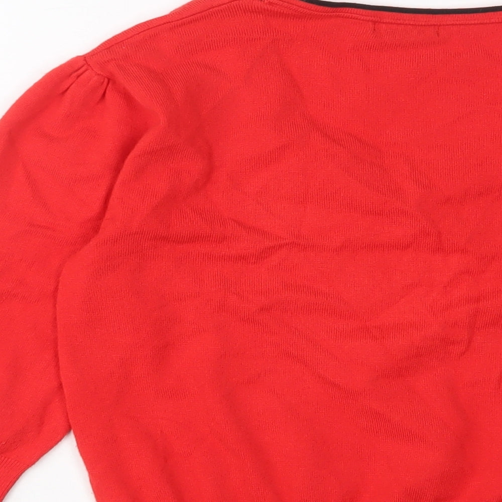 Roman Womens Red Scoop Neck Viscose Pullover Jumper Size 12 - Buttons