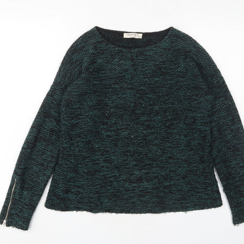 Indigo Womens Green Crew Neck Polyester Pullover Jumper Size 10