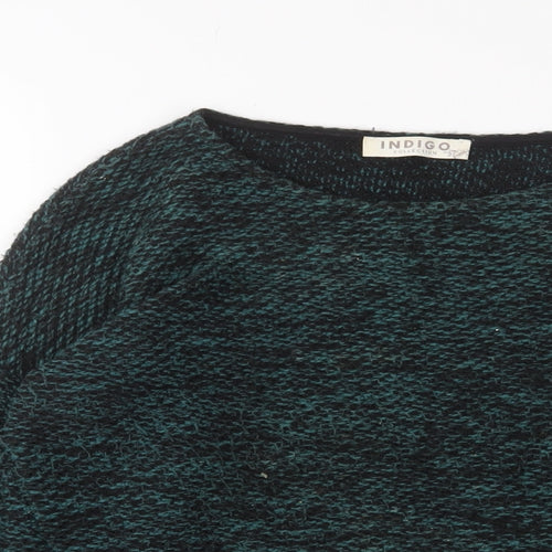Indigo Womens Green Crew Neck Polyester Pullover Jumper Size 10