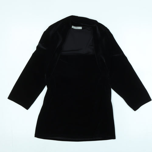 Marks and Spencer Womens Black Polyester Jersey Blouse Size 14 Square Neck - velvet feel / look