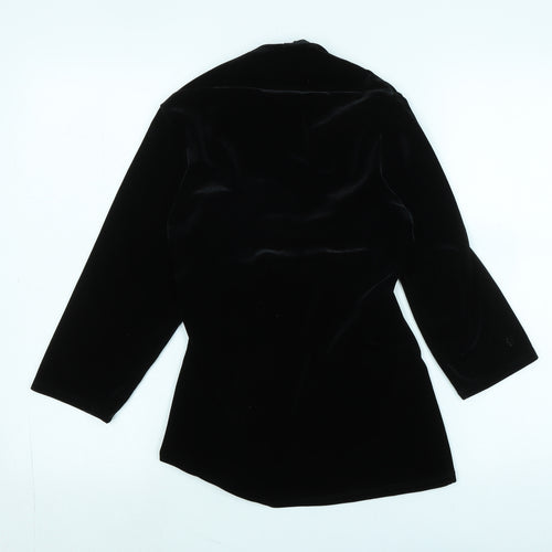 Marks and Spencer Womens Black Polyester Jersey Blouse Size 14 Square Neck - velvet feel / look