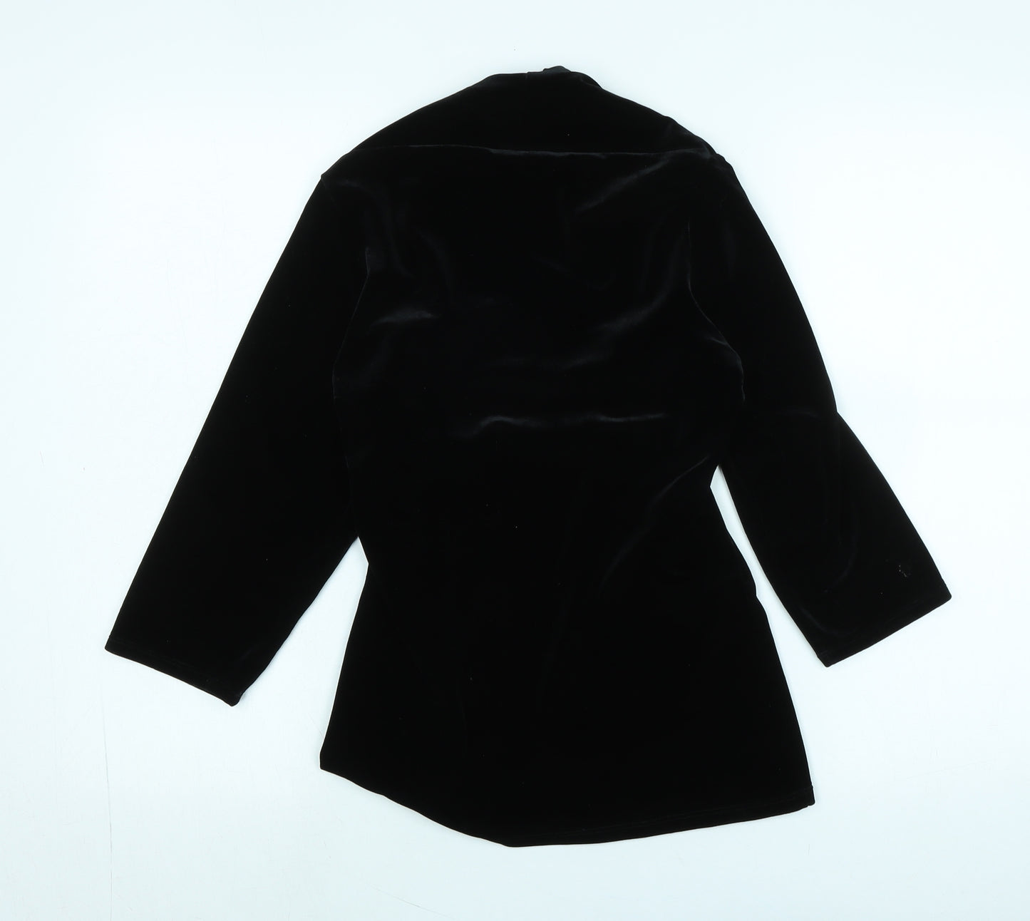 Marks and Spencer Womens Black Polyester Jersey Blouse Size 14 Square Neck - velvet feel / look