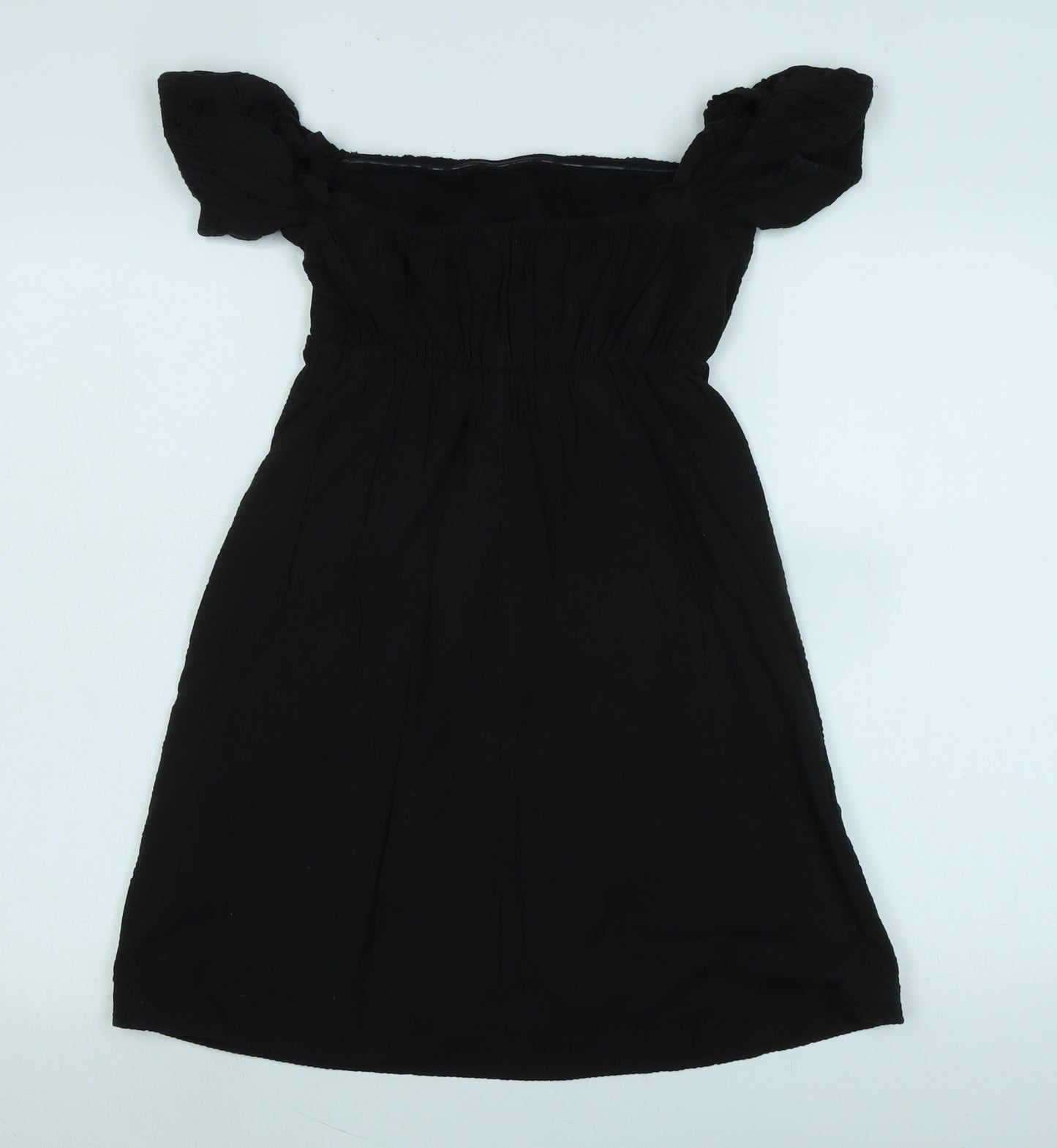 ASOS Womens Black Cotton A-Line Size 8 Square Neck - Off the shoulder