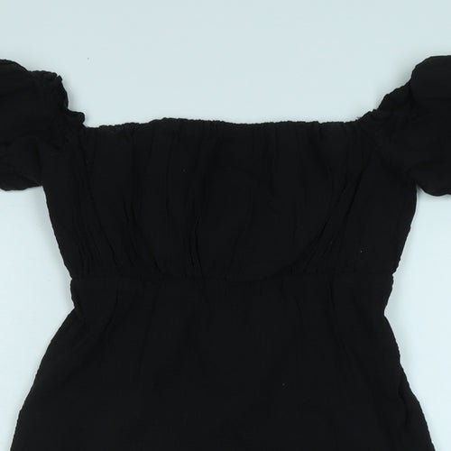 ASOS Womens Black Cotton A-Line Size 8 Square Neck - Off the shoulder