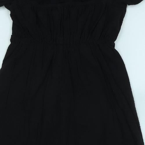 ASOS Womens Black Cotton A-Line Size 8 Square Neck - Off the shoulder