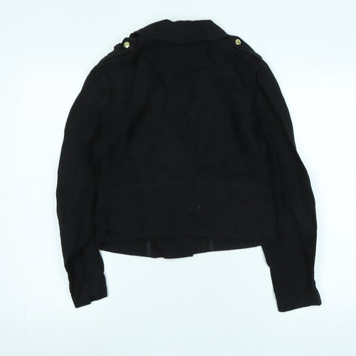 H&M Womens Black Biker Jacket Size 8 Zip
