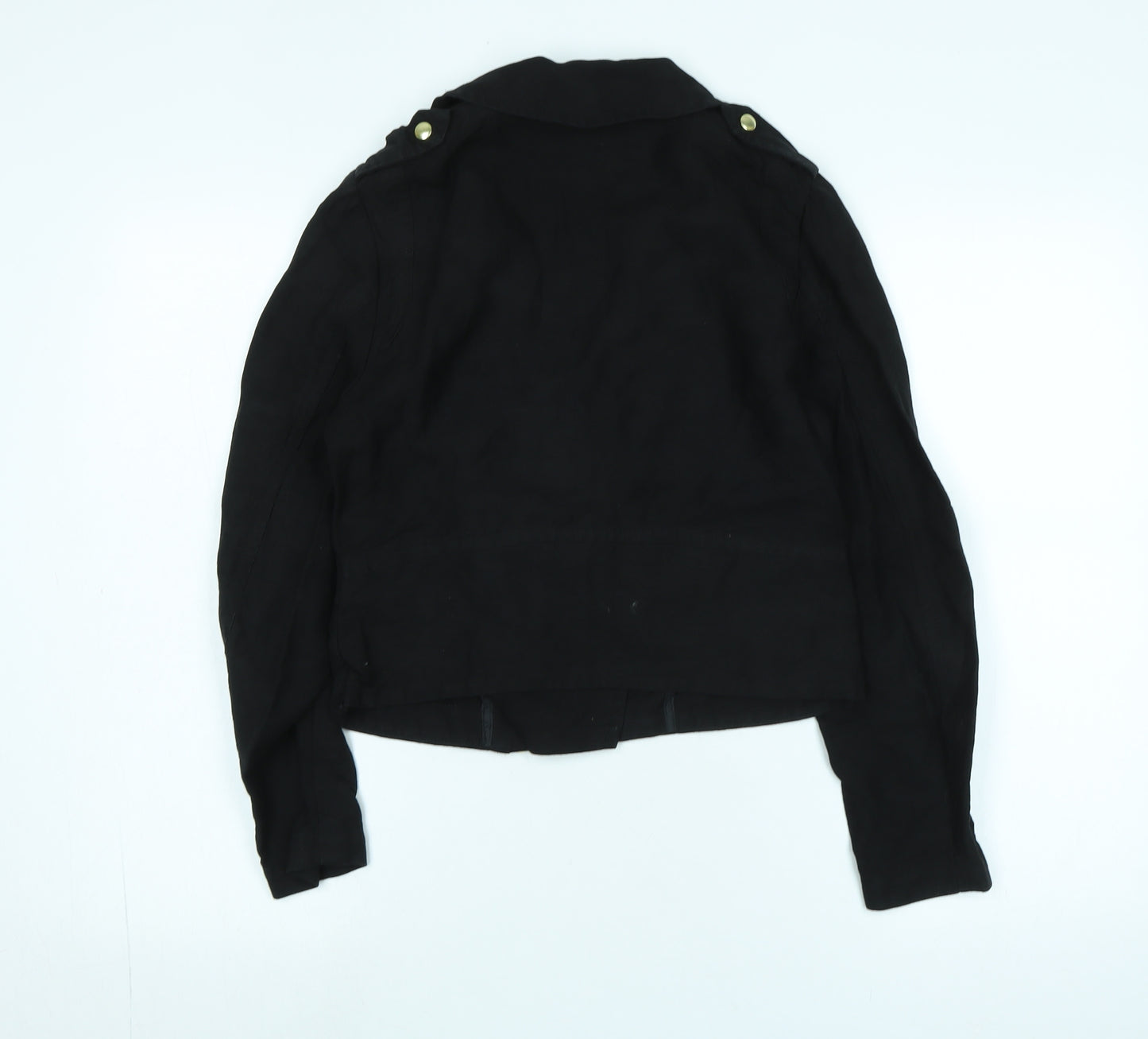 H&M Womens Black Biker Jacket Size 8 Zip