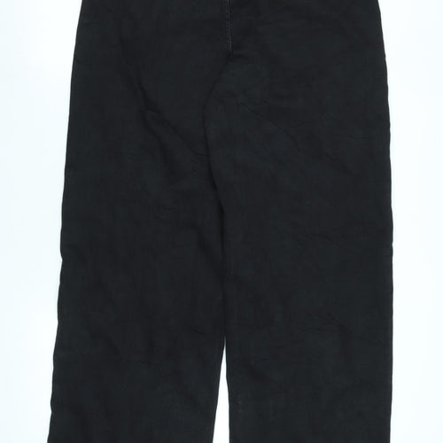 Per Una Womens Black Cotton Blend Wide-Leg Jeans Size 14 L32 in Regular Zip