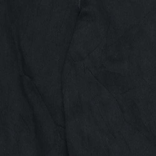 Per Una Womens Black Cotton Blend Wide-Leg Jeans Size 14 L32 in Regular Zip