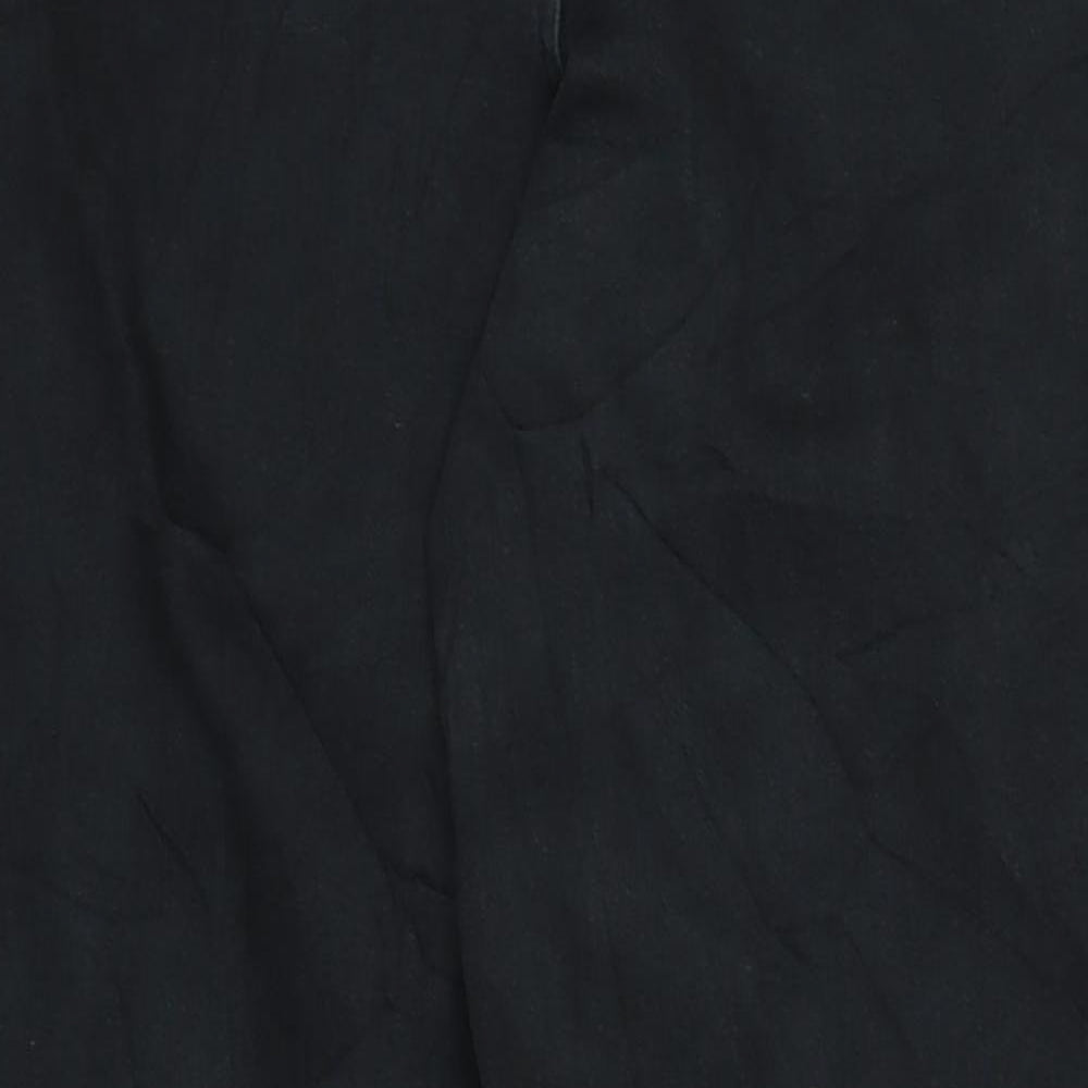 Per Una Womens Black Cotton Blend Wide-Leg Jeans Size 14 L32 in Regular Zip